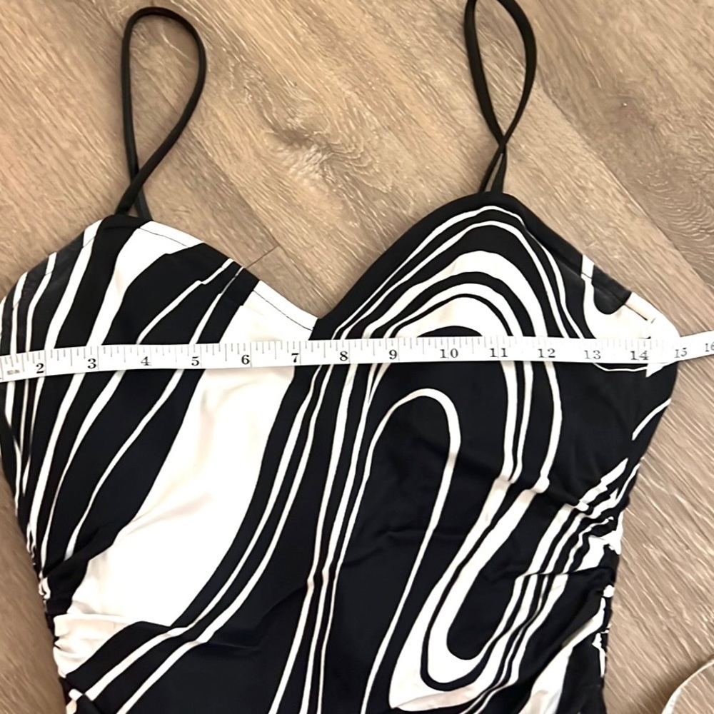 VTG,David Meister SILK!Black/White Swirled Lines,Stunning Black & White,Size S/4 - Picture 4 of 7